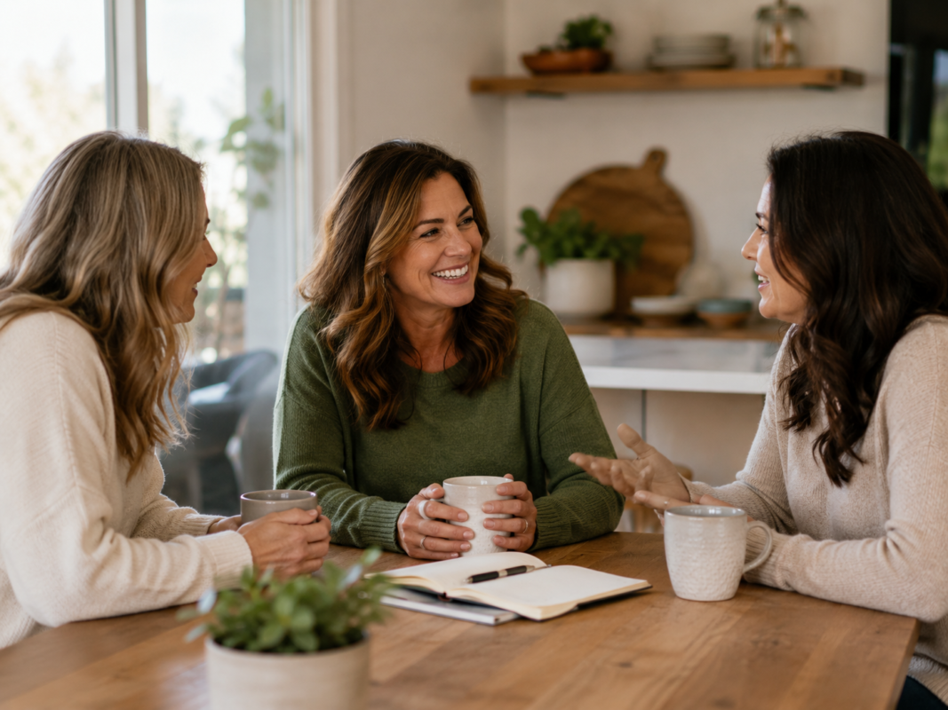 Adults Having A Supportive Conversation About Personal Growth And Meaningful Life Goals.