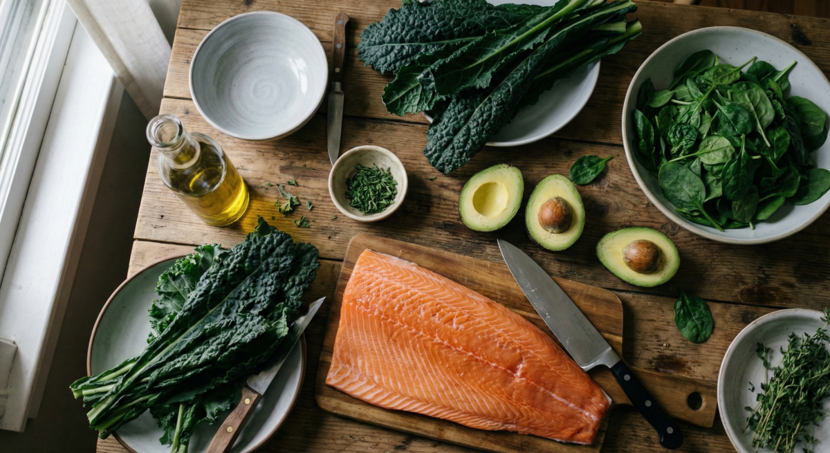 Healthy foods depicting nutrition as a longevity habit after 40