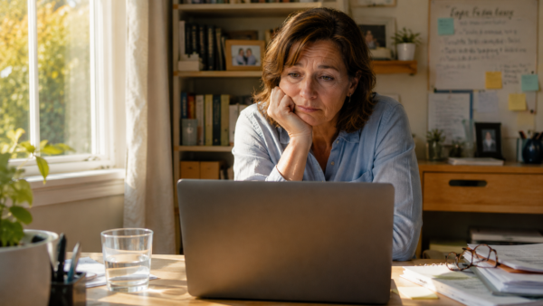 Midlife Adult At Desk Around 3Pm Showing Signs Of The Afternoon 3Pm Energy Crash.