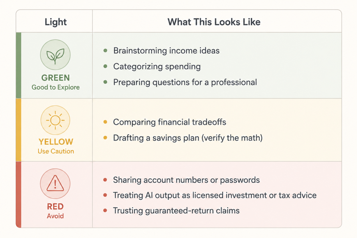 Ai For Financial Independence 3 Green Light, Yellow Light, And Red Light Uses Of Ai For Financial Independence