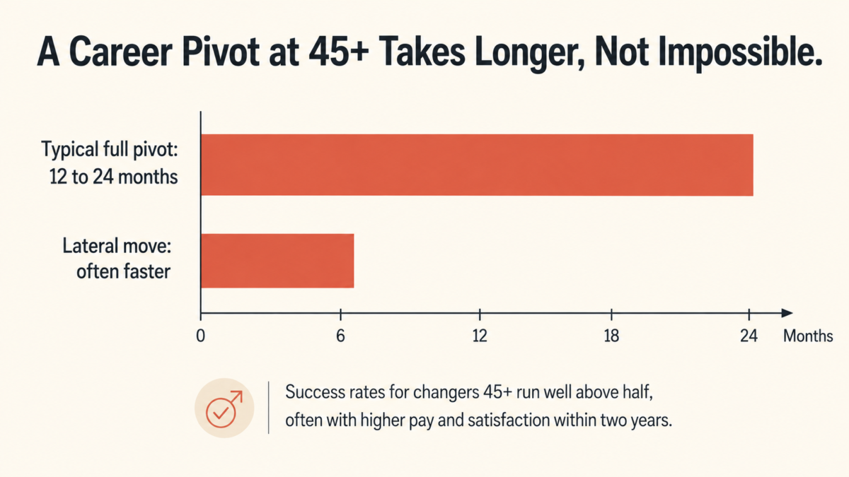How To Use Ai To Prep For A Job Interview After 50 5 Chart Showing Typical Timeline And Outcomes For Career Changers Age 45 And Older Compared To A Faster Job Search