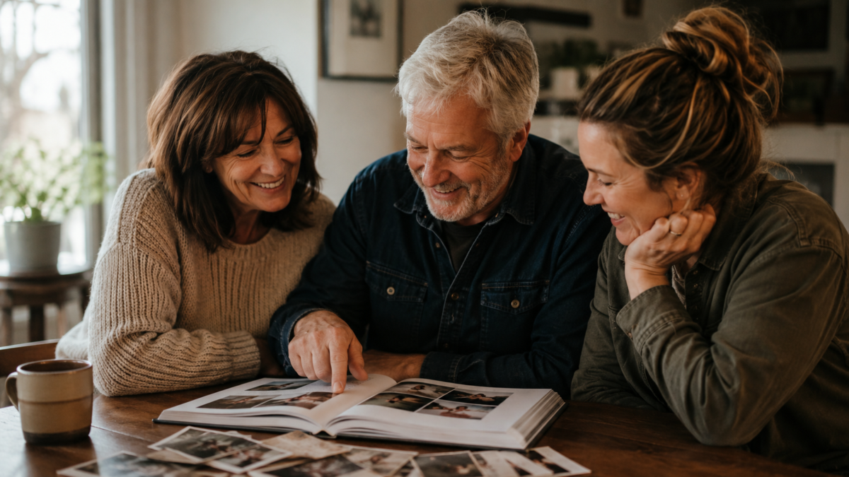 How To Use Ai To Write Your Family History 4 Family Reviewing A Printed Keepsake Booklet Made After Learning How To Use Ai To Write Your Family History