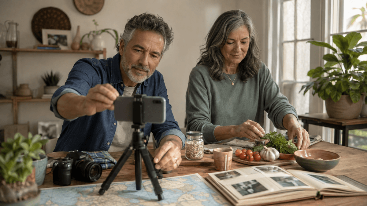 Couple Over 50 Filming Everyday Video Ideas Together At Home